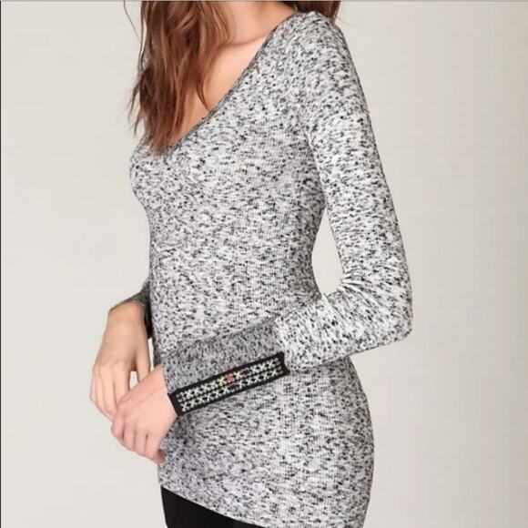 Free People Medium Grey Freckles Henley - Picture 1 of 9